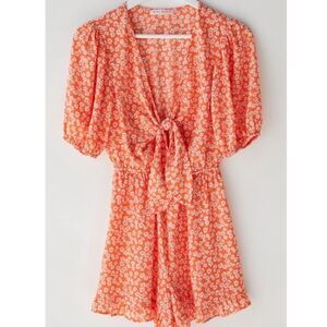 Urban Outfitters Taylor Tie-Front Printed Romper